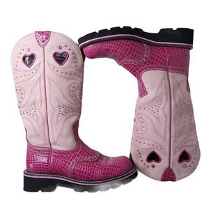 Ariat Pink Gembaby tall buckaroo heart cowgirl boots